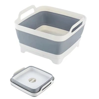 folding fruit vegetable washing washbasin collapsible dish tub portable sink camping dish tub sink drain basket kitchen tool