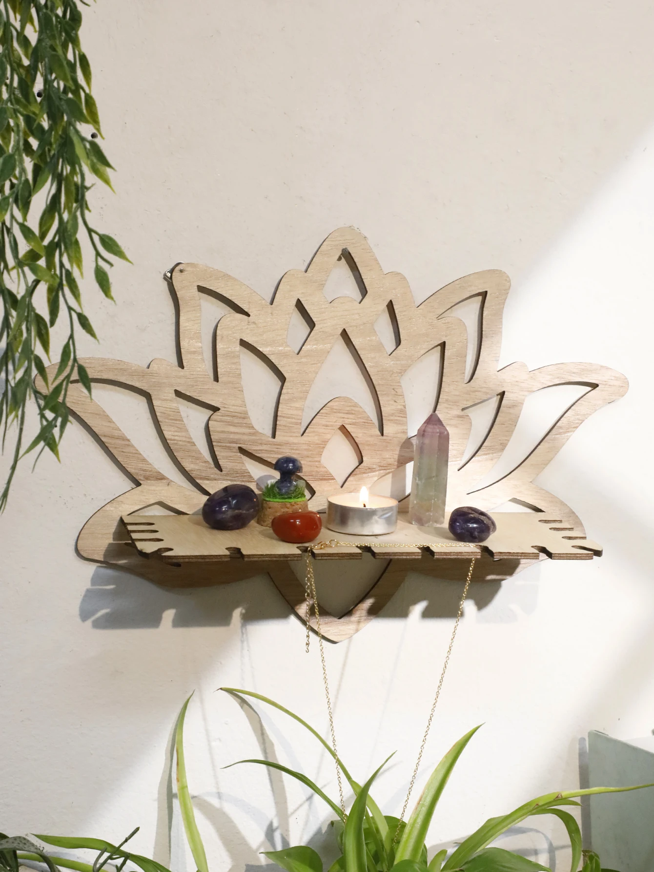 Деревянная подставка для кристаллов лотоса полая полка-держатель целебных