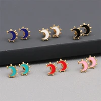 2022 summer korean new fashion moon copper earring for young women punk style cute girl vintage stud earrings jewelry wholesale