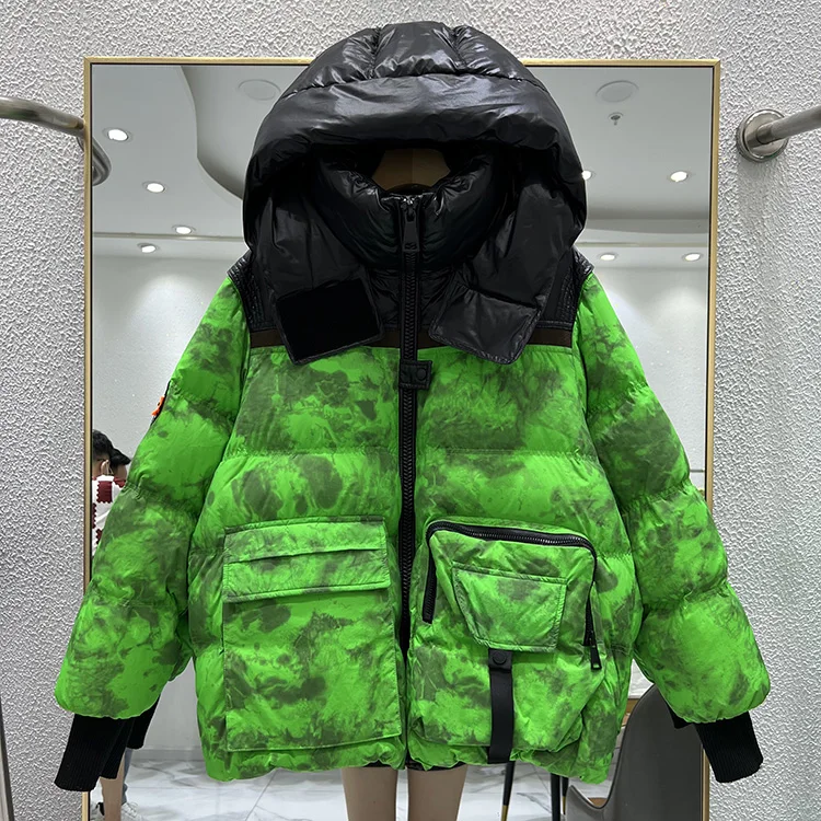 New Women Print Down Jacket Casual Style Autumn Winter Coats And Parkas Female Outwear