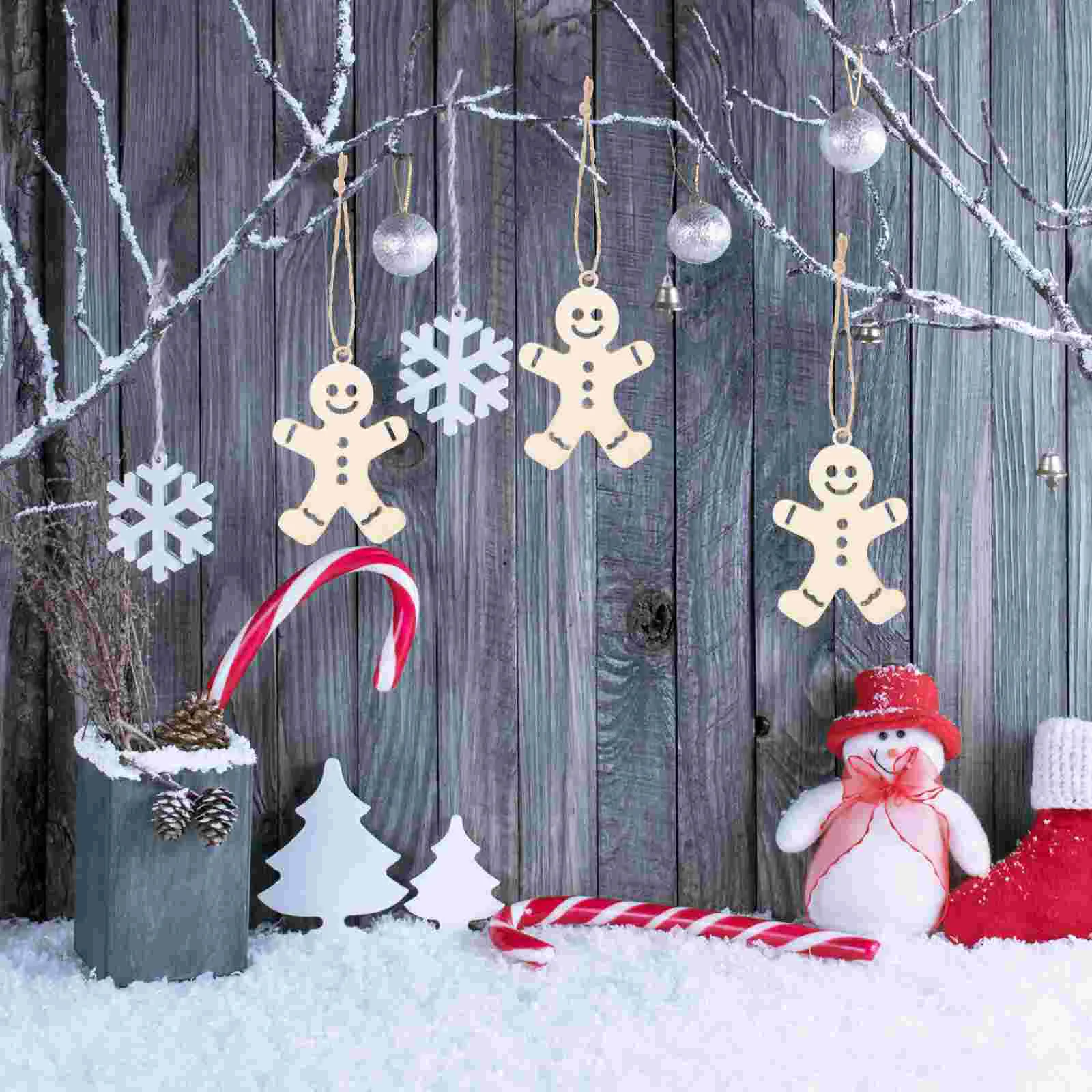 

Gingerbread Man Cutout Door Window Hanging Ornaments Party Pendants with Ropes felt children's Wise christmas