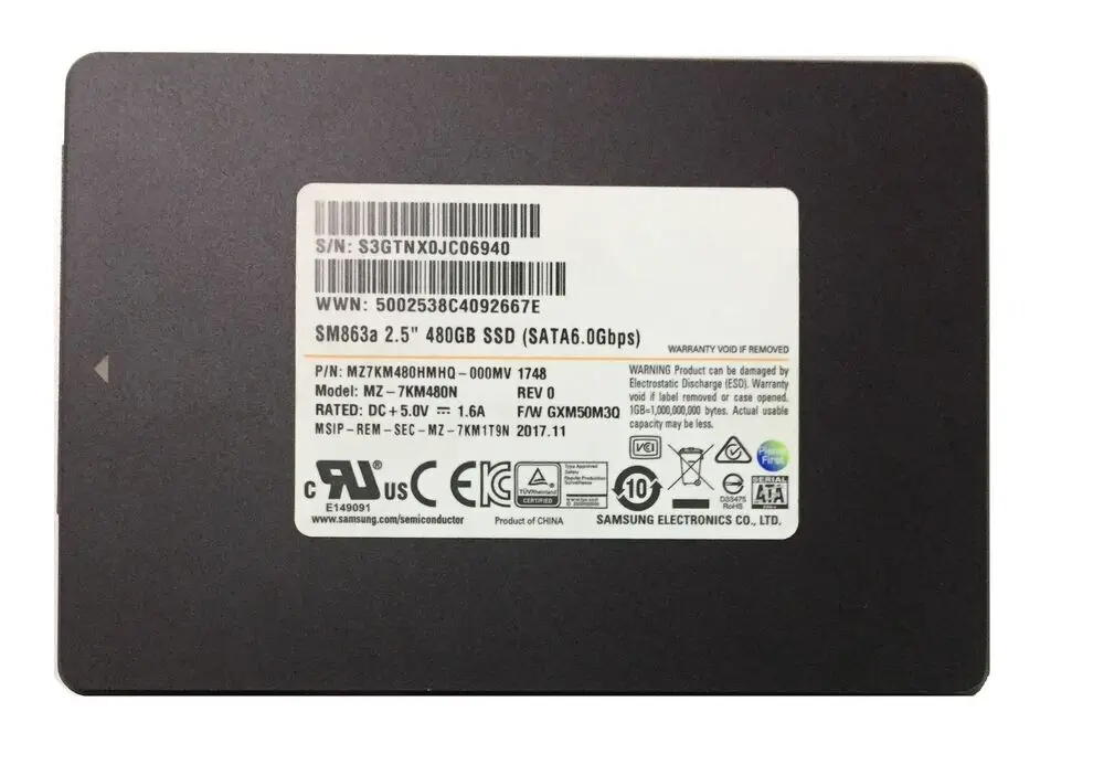 

480GB SSD SM863a MZ-7KM480N Solid State Drive MZ7KM480HMHQ-00005 Genuine