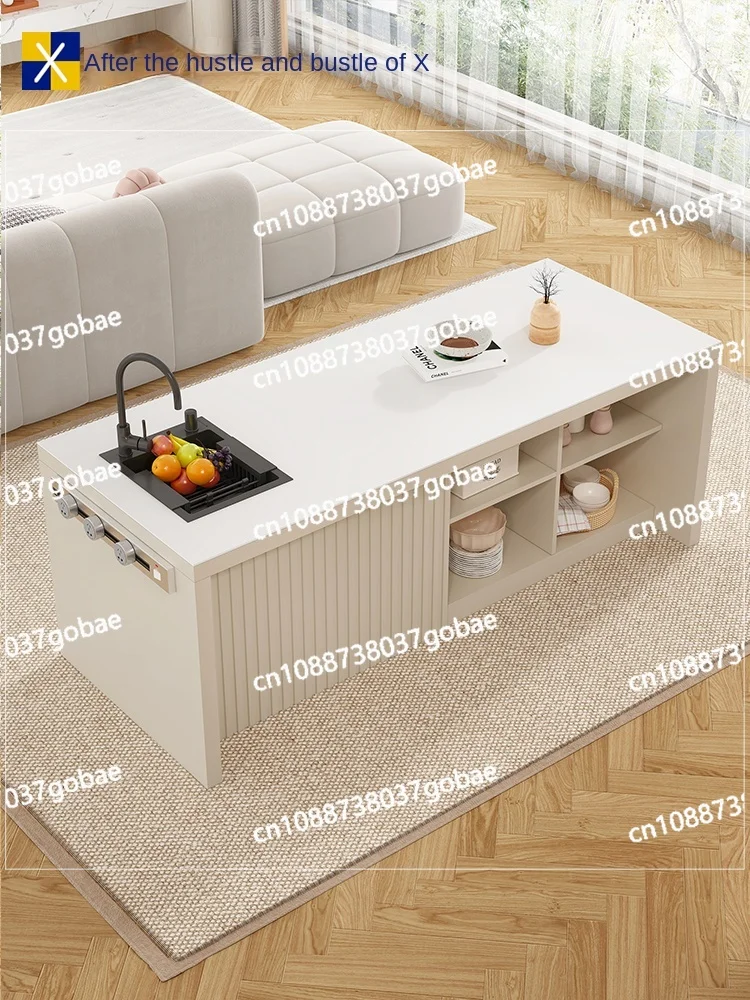 ZC Французский кремовый стиль Каменная плита Обеденный стол Островный Один