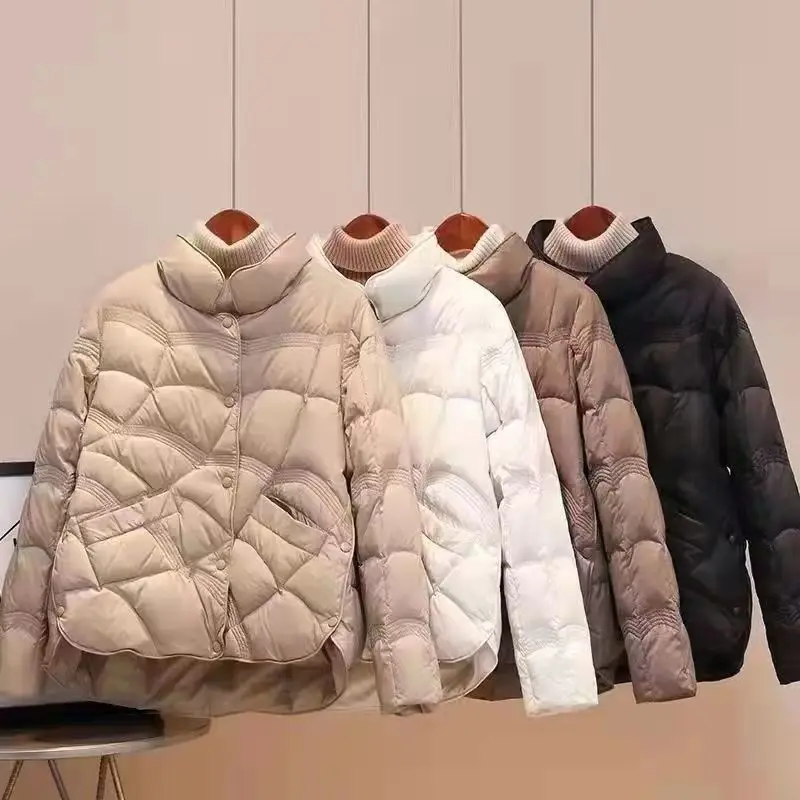 News Down Women Winter Warm Coat Female Short Casual Autumn Jacket White Duck Down Coats Ladies Buttons Pockets Tops M14