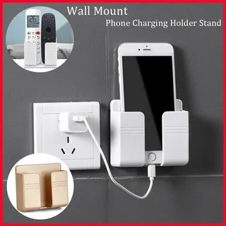 

Mobile Phone Charging Hanging Holder Multifunction Wall Mounted Plug Bracket Remote Control Mounted Storage Box