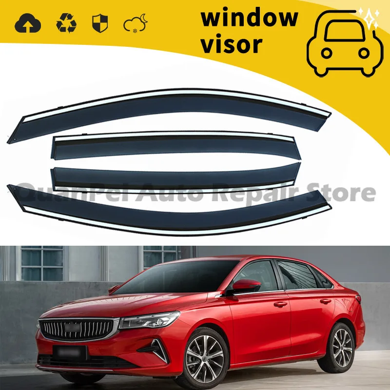 Фото Дефлекторы окон (ветровики) для Geely Emgrand 4-го поколения 2022 года №1
