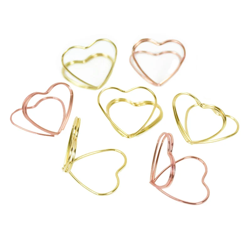 

30pcs Double Heart Shape Metal Memo Holder Photo Clip Heart Message Card Stand for Party Wedding Banquet Table Placecard Holder