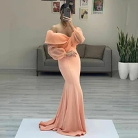elegant mermaid off shoulder evening dress puff long sleeve sweetheart soft satin prom cocktail gowns new wedding party dresses