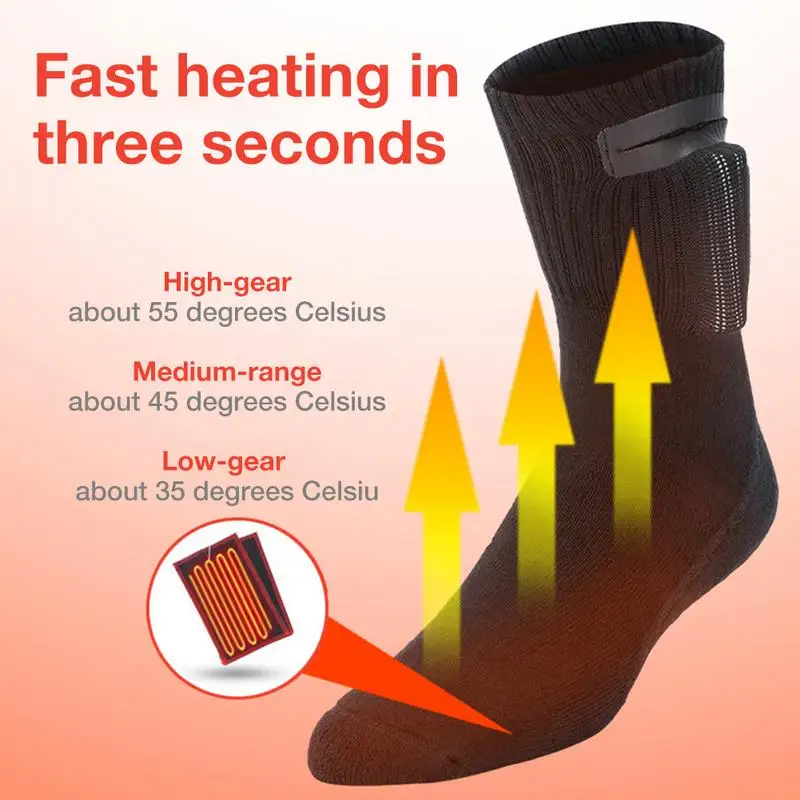 Electric Heated Socks Temperature Adjustable USB Rechargeable Socks Feet Warmer For Man Women Outdoor Sports Keep Foot Warm