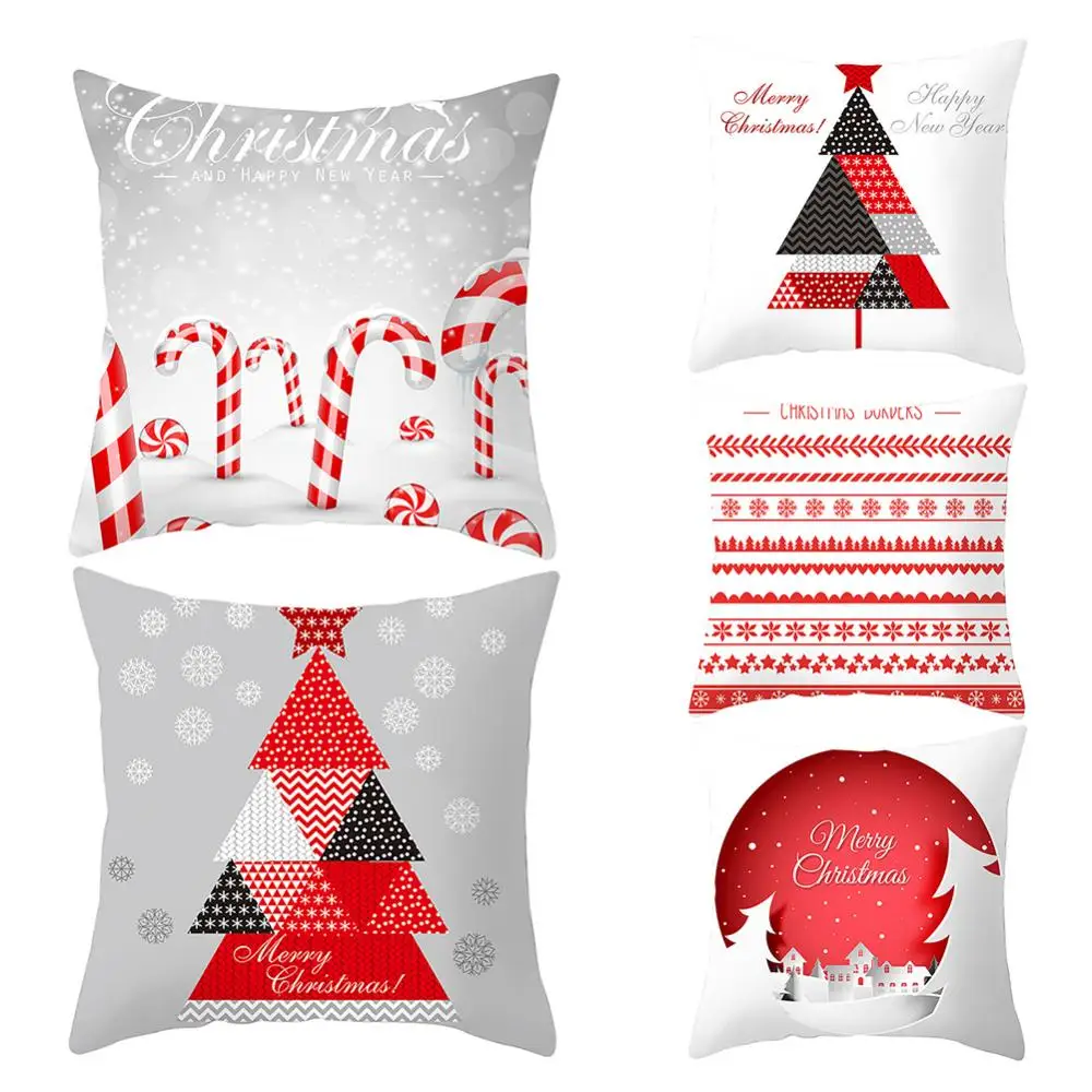 

Christmas Pillow Case Deer/Cane/Tree printing Throw Pillow Case Cushion Cover Home Sofa Bed Car Decor Cute Skin Cushion Cover