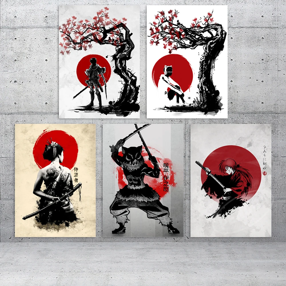 

Холст аниме постер Hashibira Inosuke картина на стену художественные принты Эрен джейгер картины Mikasa Ackerman домашний декор для гостиной