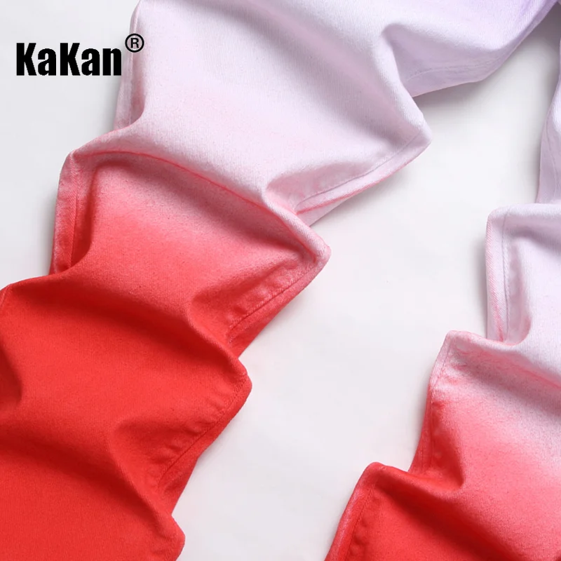 Kakan - New Street  Personalized  Hand-painted Colorful Jeans for Men, Slim Fit Small Foot Long Jeans K19-1318