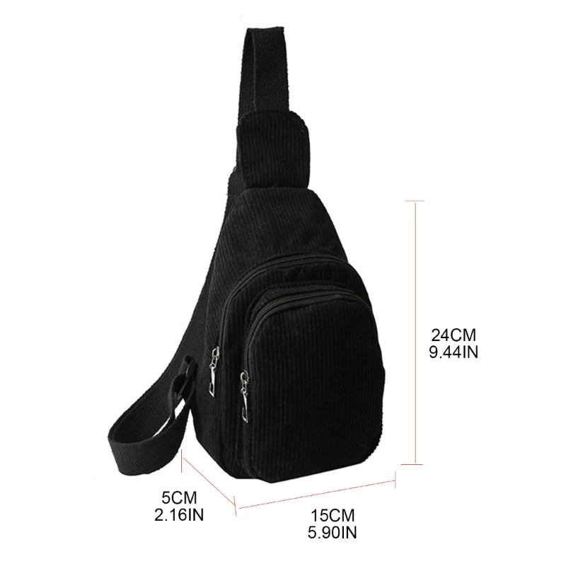 Вельветовая нагрудная сумка на плечо для женщин и девочек дорожная через