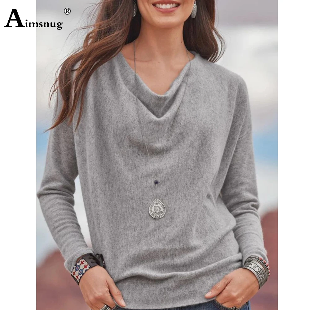 Женский базовый свитшот в стиле бохо красно-серый элегантный с длинным рукавом и