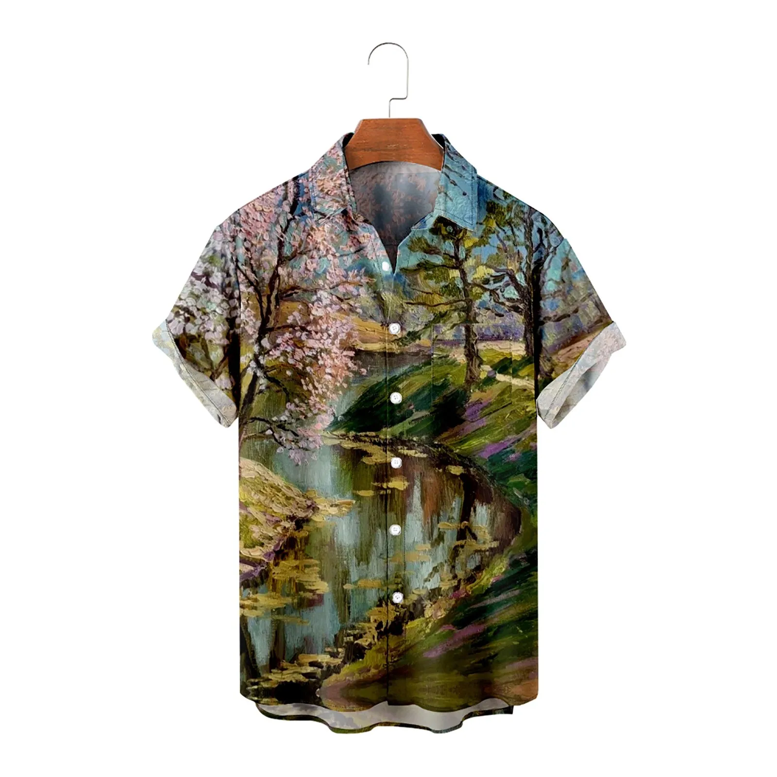 

2023 3D Print Painting Floral Hawaiian Shirt Men Women Turn Down Collar Vintage Street Men's Shirts Solid Shirts Flower