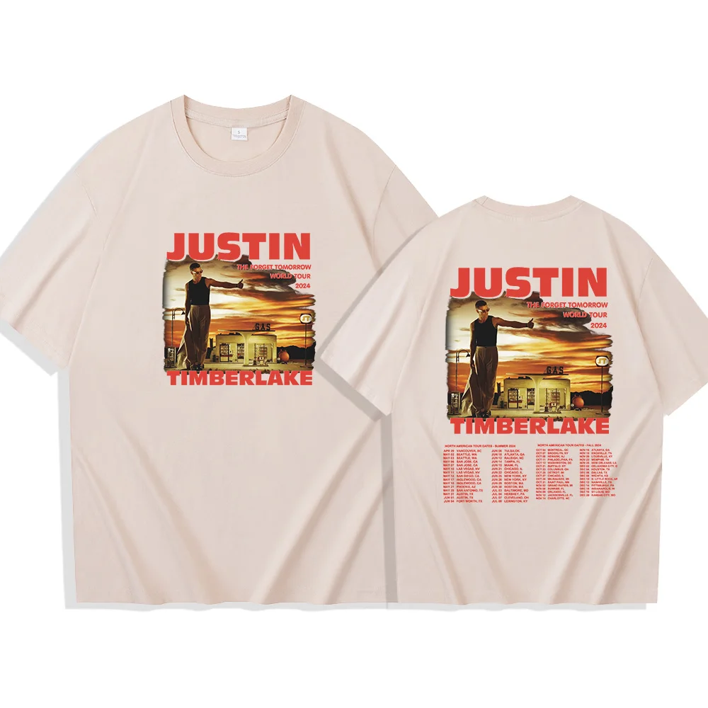 Коллекция 2024 года летние футболки с Джастином Timberlake Tour рубашки круглым вырезом и