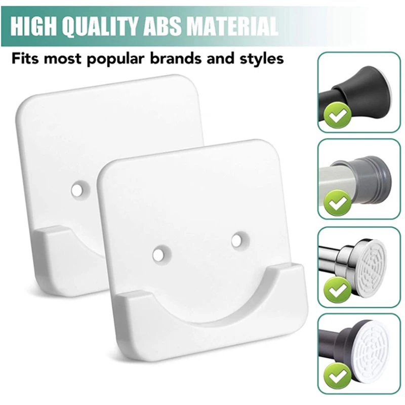 

2pcs Shower Curtain Rod Mounting Bracket Punch-Free Adhesive Rod Mounting Fixture Shower Curtain Rod Hook Bathroom Accessories
