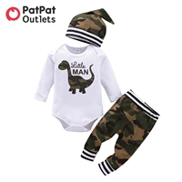 patpat 3pcs baby clothes baby supplies new born boy overalls romper newborn 95 cotton dinosaur trousers set