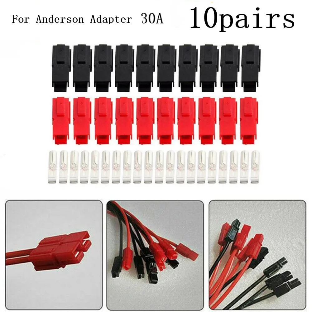 

10 Pair Red And Black 30 Amp 600V For Anderson Plug Marine Electric Vehicles Photovoltaic Systems Forklifts Power Connector