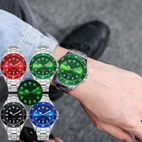 green luxury watches for men luminous fashion watch stainless steel belt luminous retro clock quartz wristwatch reloj de hombre