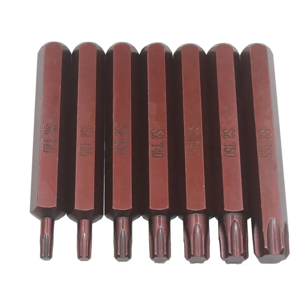 1 szt. Mocne magnetyczne końcówki wkrętakowe Torx Star 30mm i 75mm trzpień sześciokątny brązowy T20/T25/T30/T40/T45/T50/T55 stal stopowa o