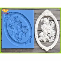 lx mould soft silicone molds relief frame border bouquet of flowers cup cake mould