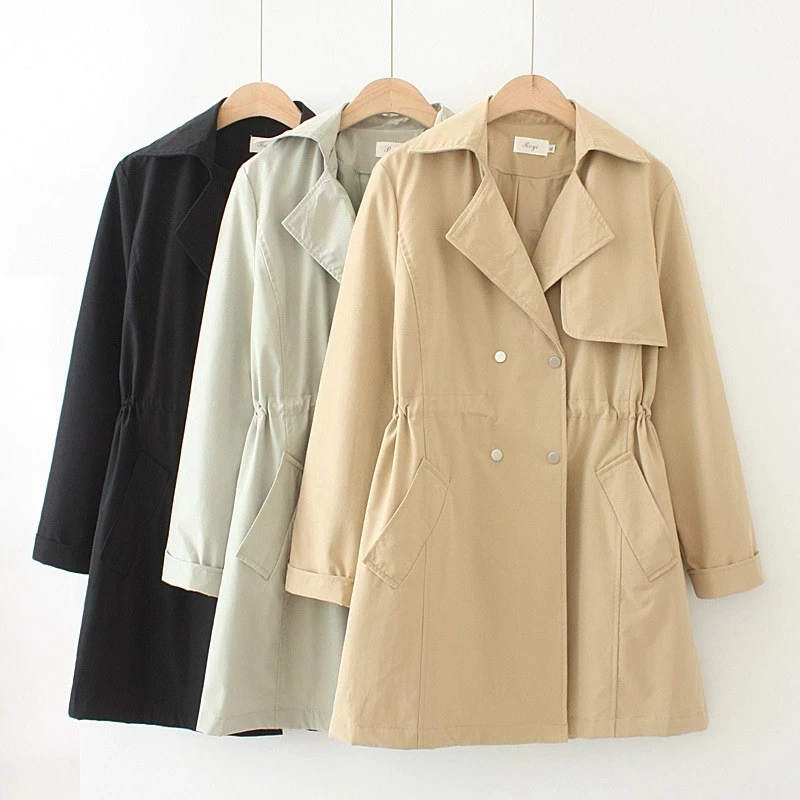 

2022 New High Quality Spring Autumn Trench Coat Women Windbreaker Femmes Khaki Clothes Loose Outerwear Female Top Loose