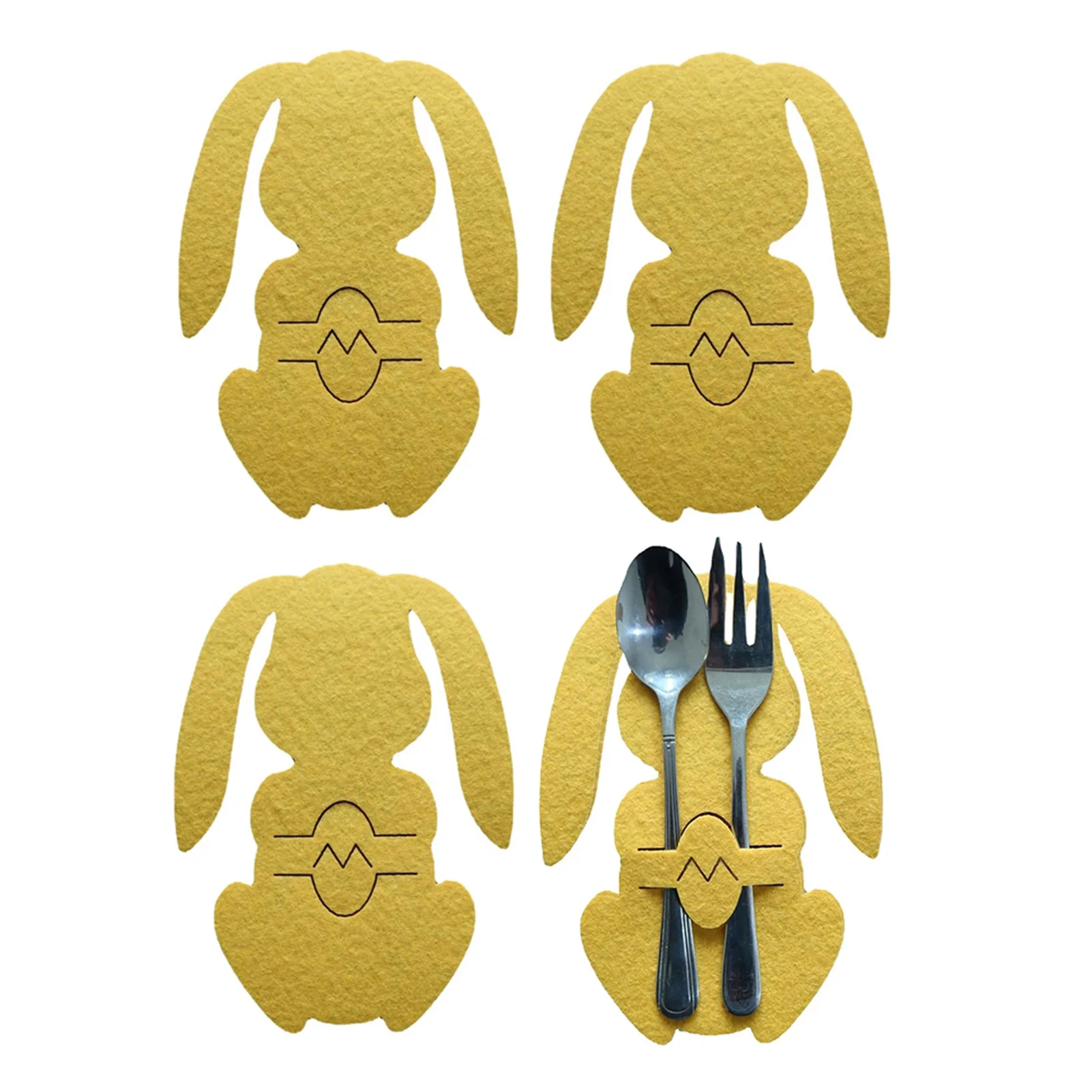 

Easter Bunny Utensil Holders Storage Bag For Knives Forks Reusable Silverware Bag For Knives Forks 4PCS Cutlery Holders Pouch