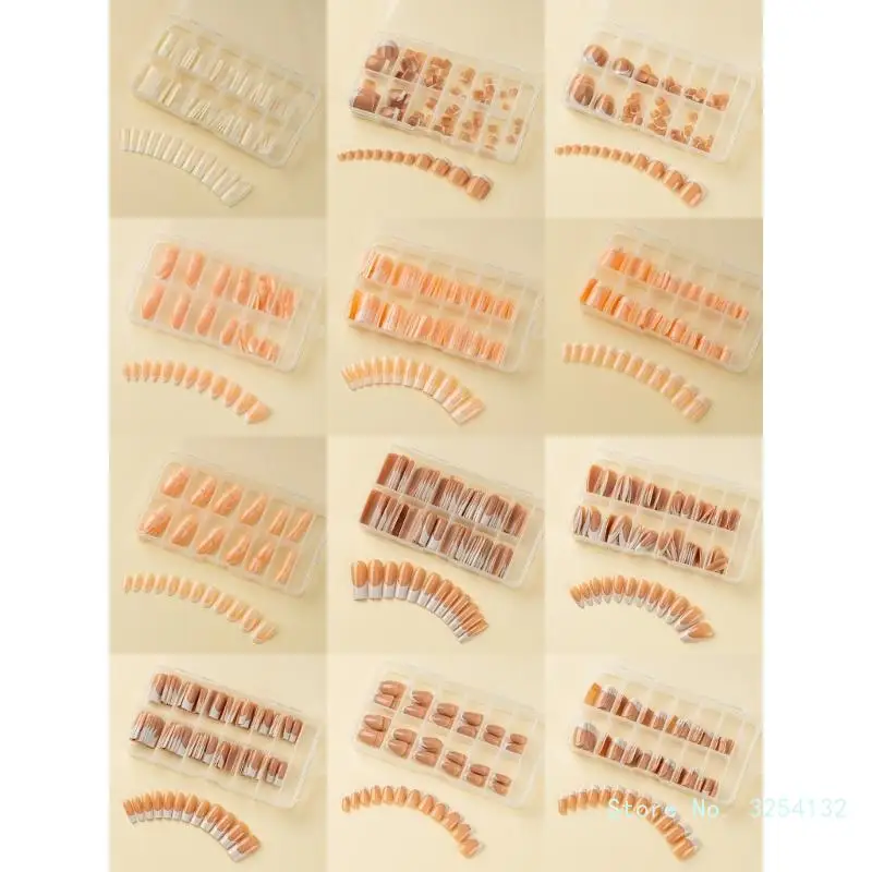 Накладные ногти 120x/коробка накладные с французским кончиком полным покрытием