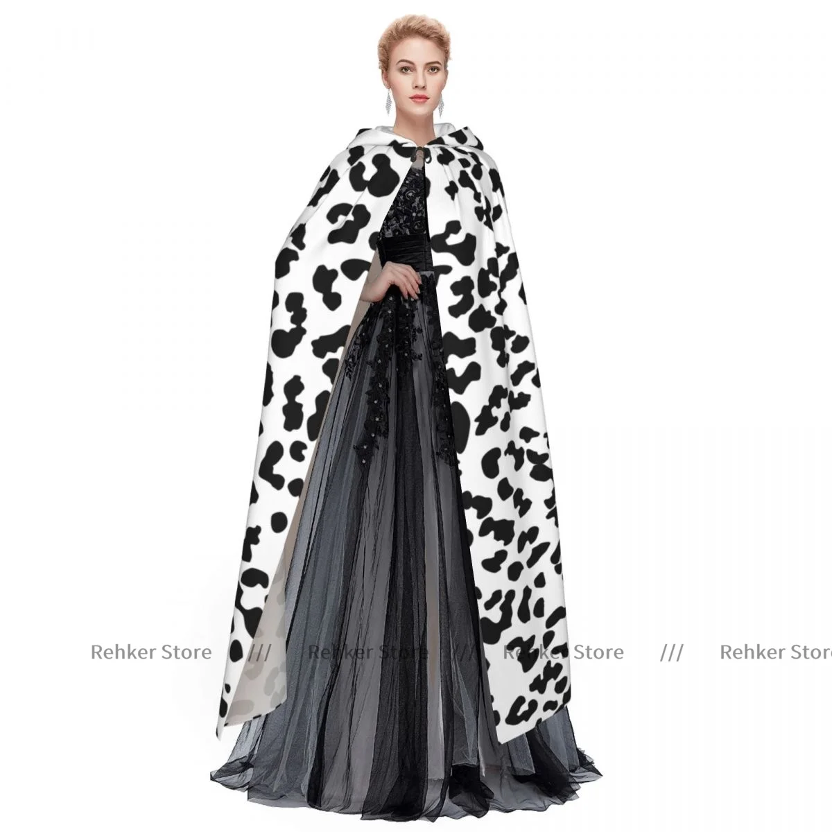 Черно-белая накидка с леопардовым рисунком капюшоном для косплея