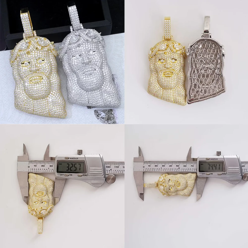 Big Jesus Pendant Moissanite Necklaces For Women Men Real Diamonds S925 Silver Jewelry Pass Tester With GRA