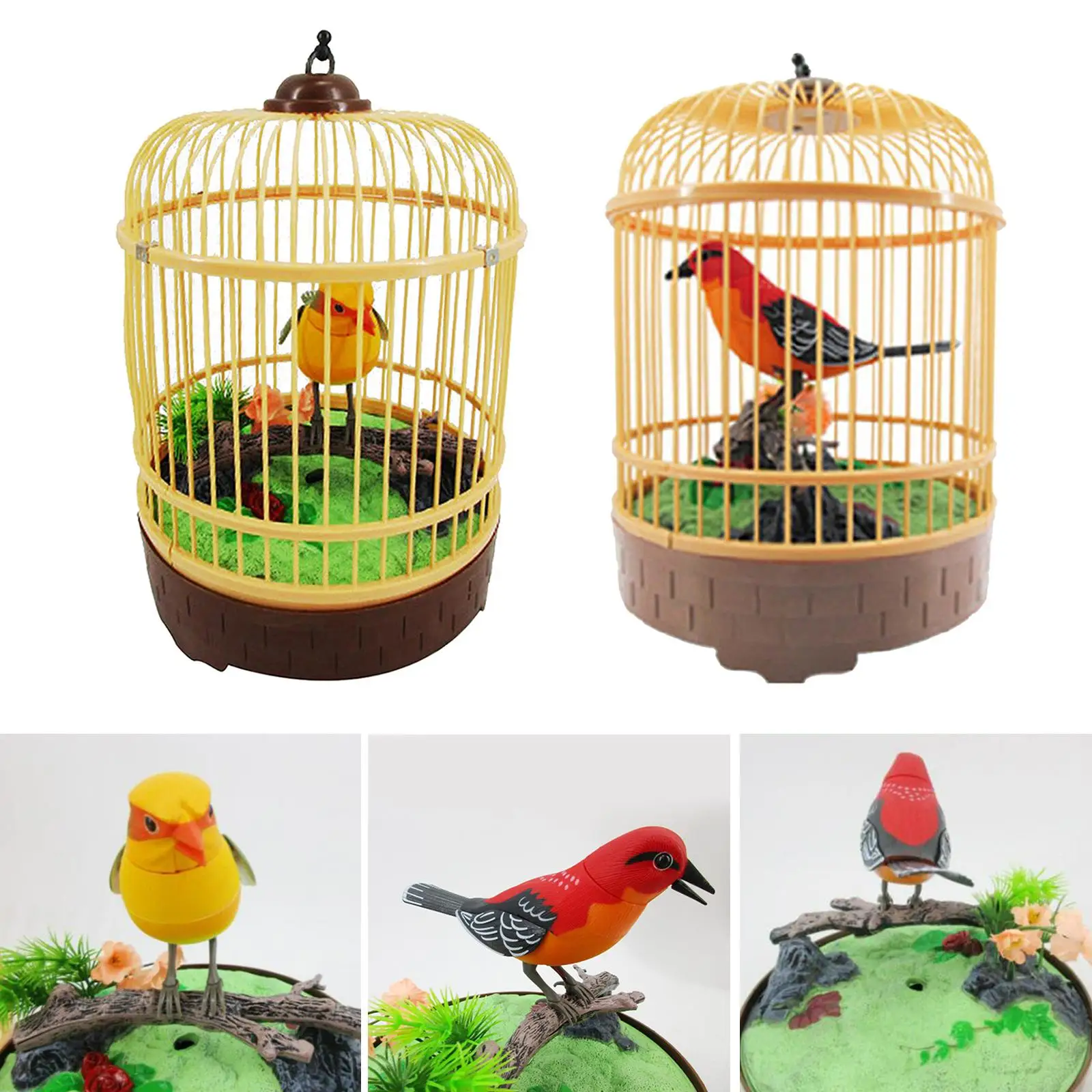 Красивая игрушка-птица питомец в клетке пение электронная игрушка подарок
