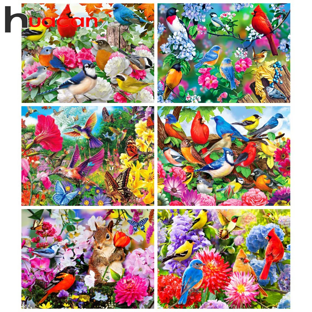 

Алмазная 5D картина Huacan с животными, птицами, полная фотография, вышивка бабочками, полный комплект, домашний декор
