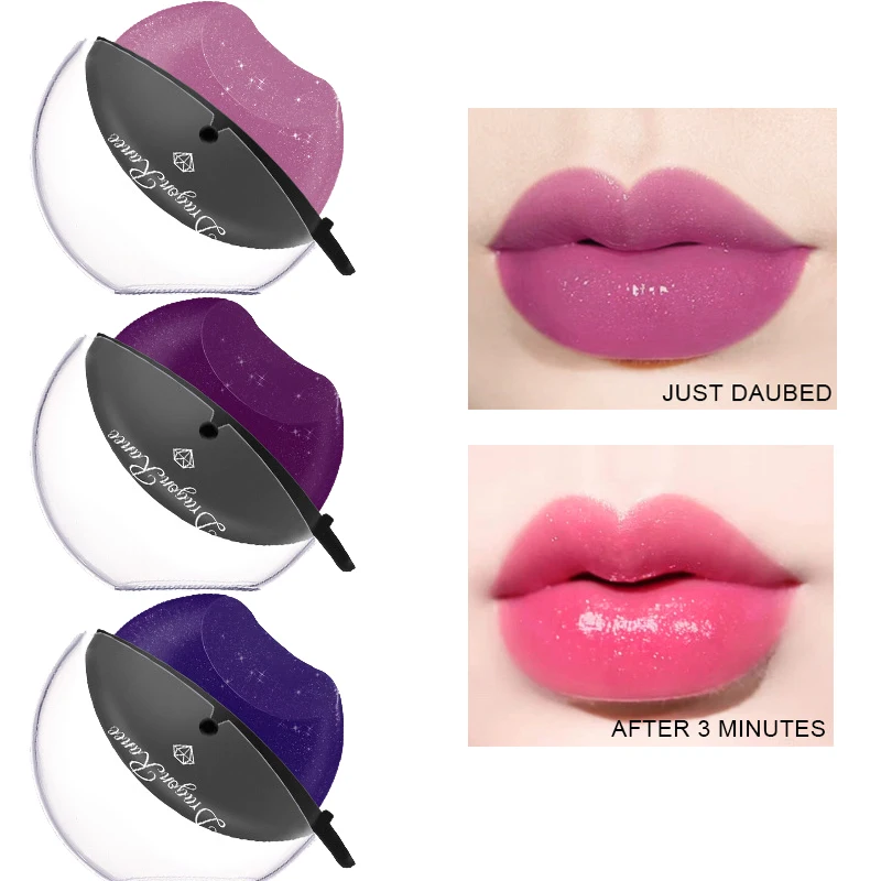 Three Scouts Lip-shaped Lipstick Makeup Temperature Color Changing Lazy Lipstick Velvet Matte Moisturizing Lip Gloss Waterproof