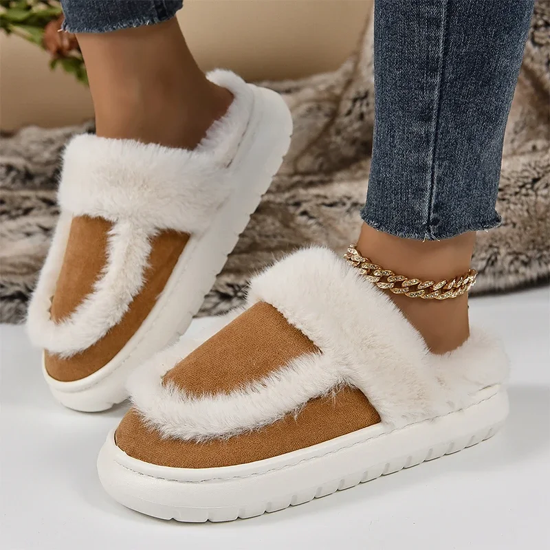 

Women Slippers 2023 Winter Fashion New Warm Platform Shoes for Women Casual Round Toed Plush Home Slippers Zapatos Mujer