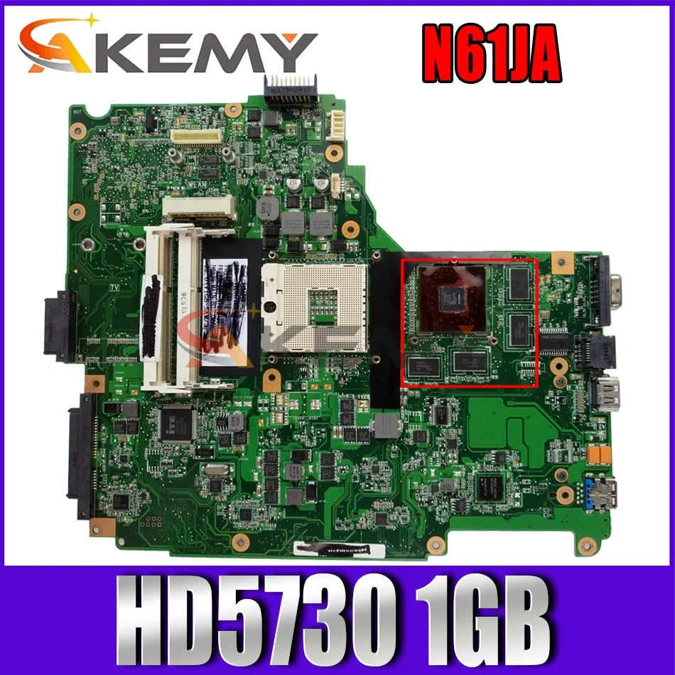 

N61JA Motherboard REV2.1 HM55 Support i3 i5 For ASUS N61JA N61J Laptop motherboard HD5730 1GB All functions fully Tested
