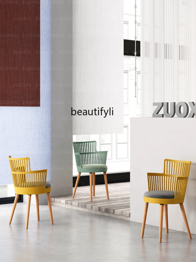 zqNordic Chair Solid Wood Creative Lazy Milk Tea Shop Leisure Modern Home Desk |