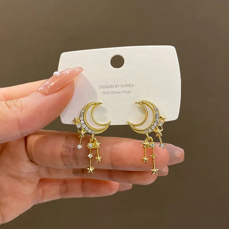 European and American New Irregular Star Moon Earrings Exquisite Fashion Personality Simple Zircon Temperament Women Earrings