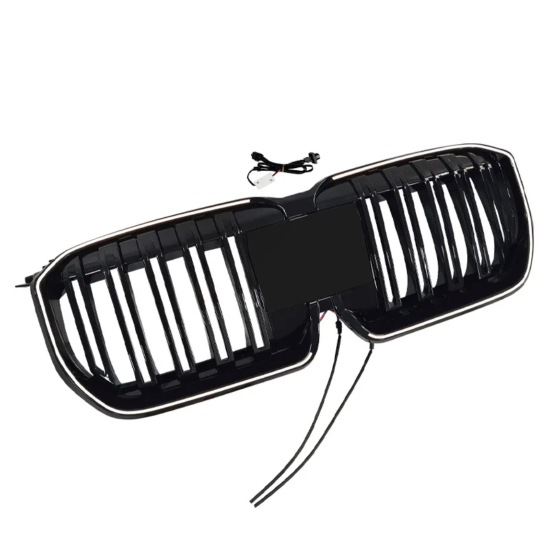 Передние светодиодные решетки автомобиля от 2023 до 2025 года для BMW X1 U11 U12, двойная планка, стиль бампера, капот, сетка, гоночная лампа, гриль, комплект кузова