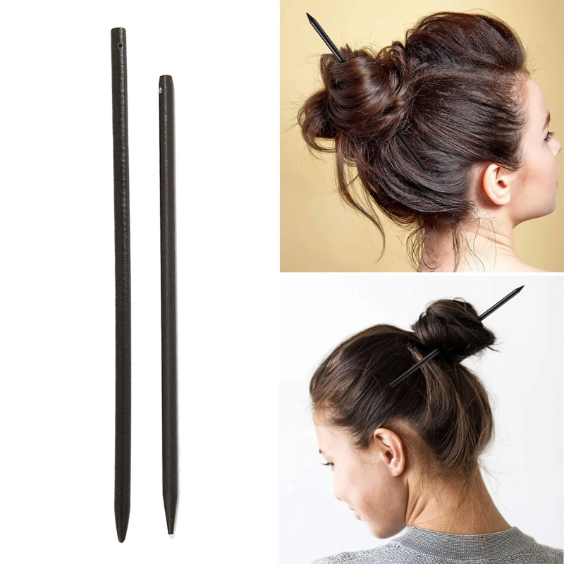 

Винтажная деревянная палочка для волос, палочки для еды, длинные заколки для волос, декоративный держатель для волос для девушек, черного цв...