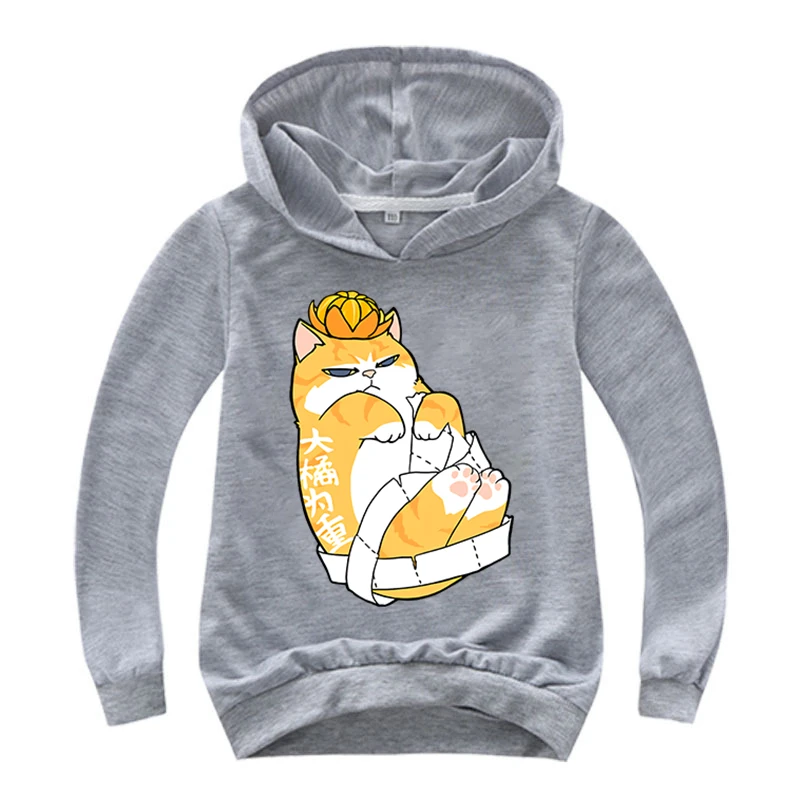 

2022 Cartoon Hoodie funny hoodie long sleeves Children Pullover Boys/girls Clothes Kid's Long Sleeve Kpop Cartoon orange cat