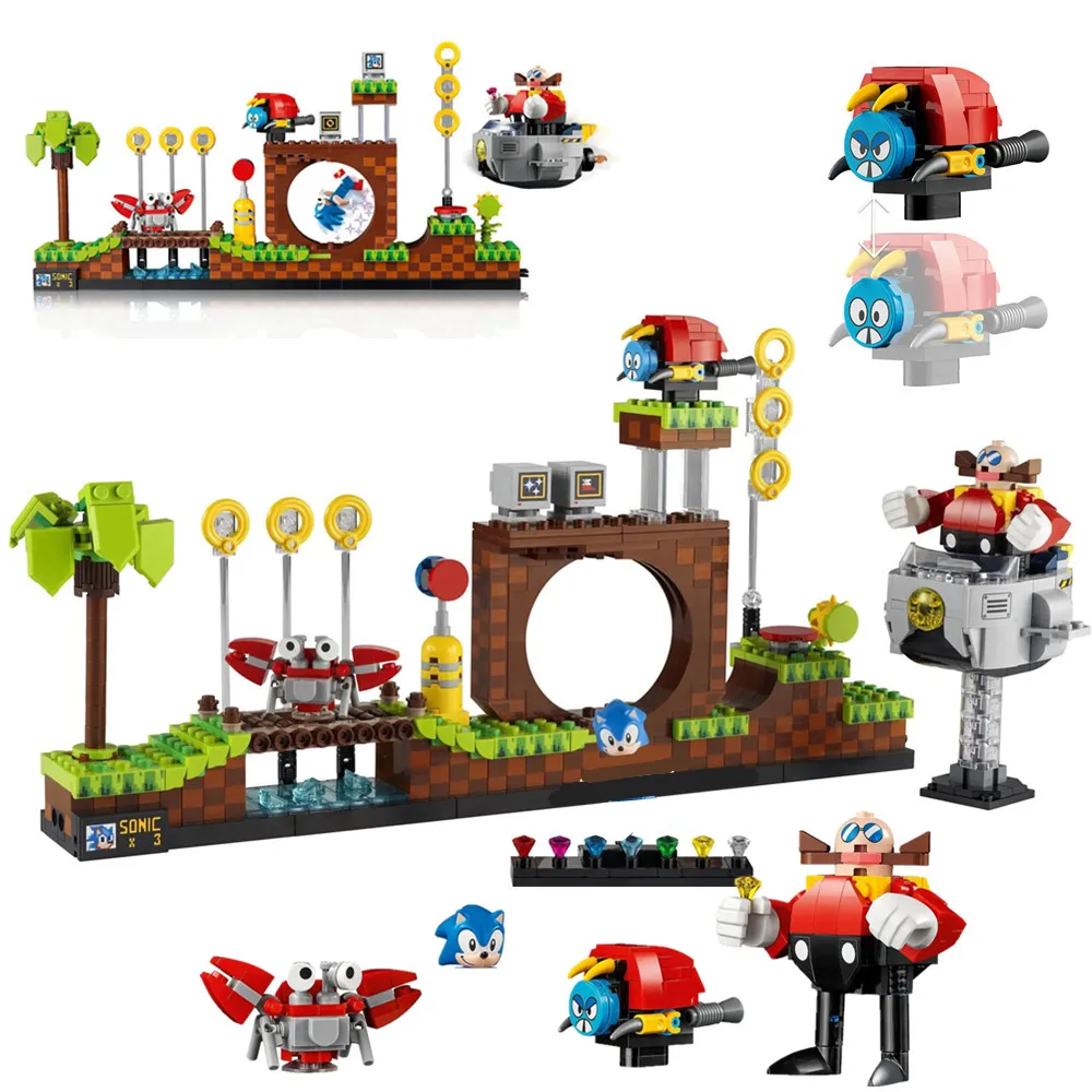 

2022 New Movie Tv Games Sonics Green Hill Zone 21331 Hedgehog Building Block Bricks Model Kid Gift Toys