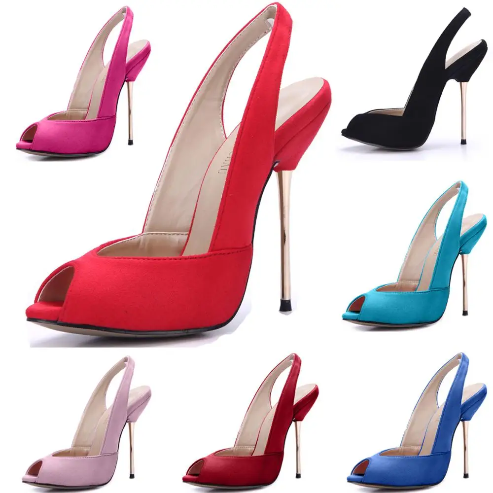 

CHMILE CHAU Suede Sexy Women Party Pumps Peep Toe Stiletto Iron High Heel Slingback Ladies Shoe Escarpins Talons Femmes 3845-g7