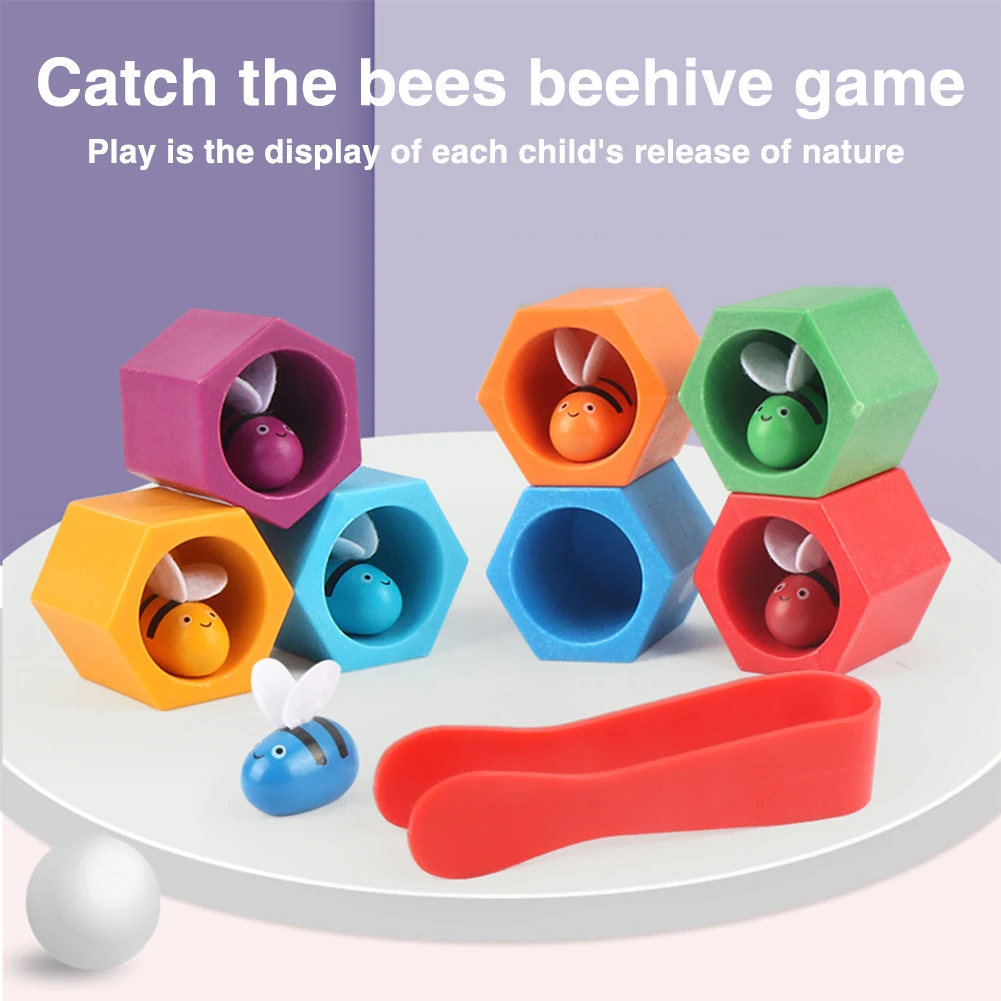 

Игрушки Монтессори, зажим для пчелы, игра для раннего обучения, зажим с мелким мотором, маленькие пчелы, игры для улей, Детские деревянные иг...