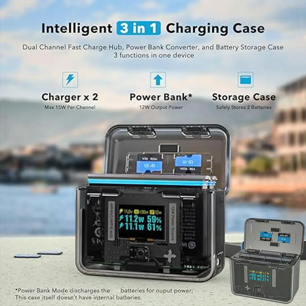 Для Insta360 X4 аккумуляторная зарядка с 2 слотами для карт OLED дисплей двухканальная