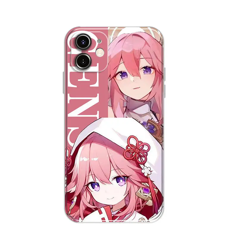 

Genshin Game Anime Cartoon Cute Mobile Phone Case Around Kawaii Keqing Klee Yae Miko Apple Various Mobile Phone Cases...