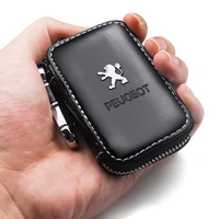 leather car key wallets men holder women keychain covers zipper key case bag car accessories purse for peugeot 106 107 108 4008