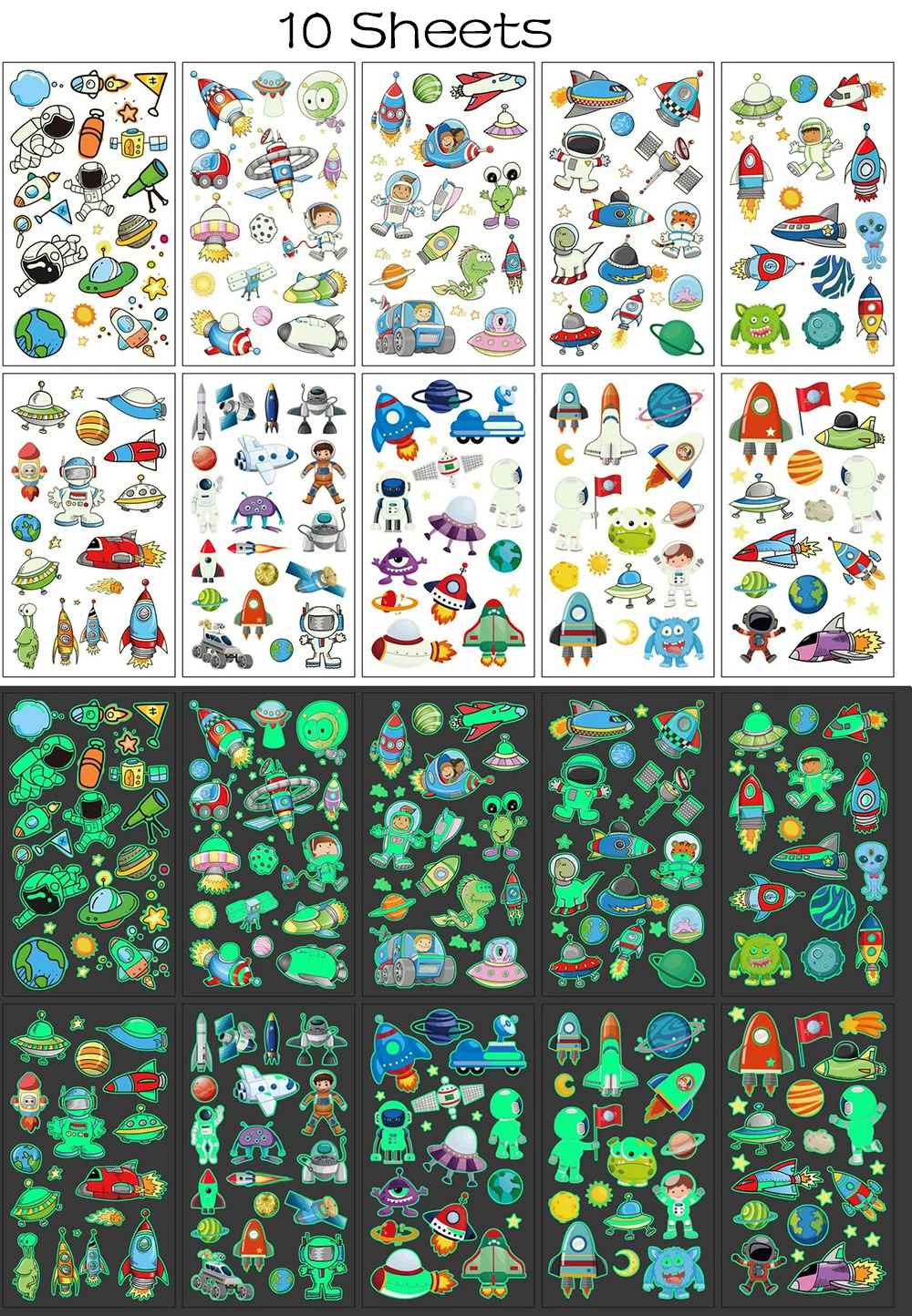 

Светящиеся временные татуировки астронавты 10 листов