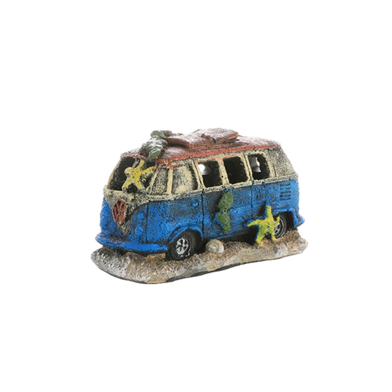 Аквариумные украшения скрытый сломанный автомобильный номер с пещерной шиной