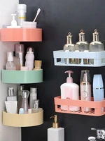 bathroom shelf organizer suction cup corner drainage shelf adhesive shampoo gel storage basket decoration kitchen sponge rack